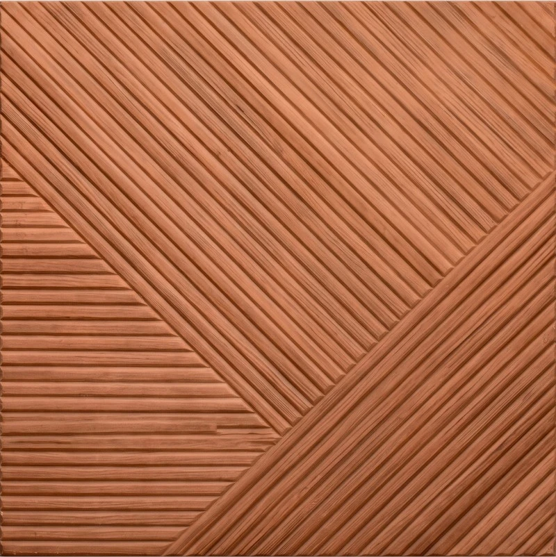 Wonear 3D UV-nyomtatott barázdált PET Teak Chevron panel Wonear 3D UV-nyomtatott barázdált PET Teak Chevron panel
